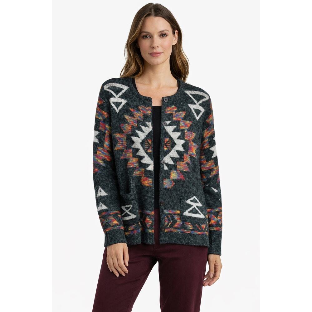 Tivoli of Ireland Western Aztec Cardigan Sweater Angora Blend Western Womens Sm